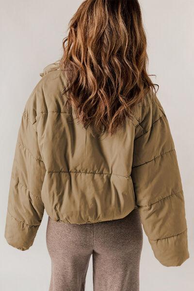 Zip Up Collared Neck Long Sleeve Winter Coat Coats Trendsi