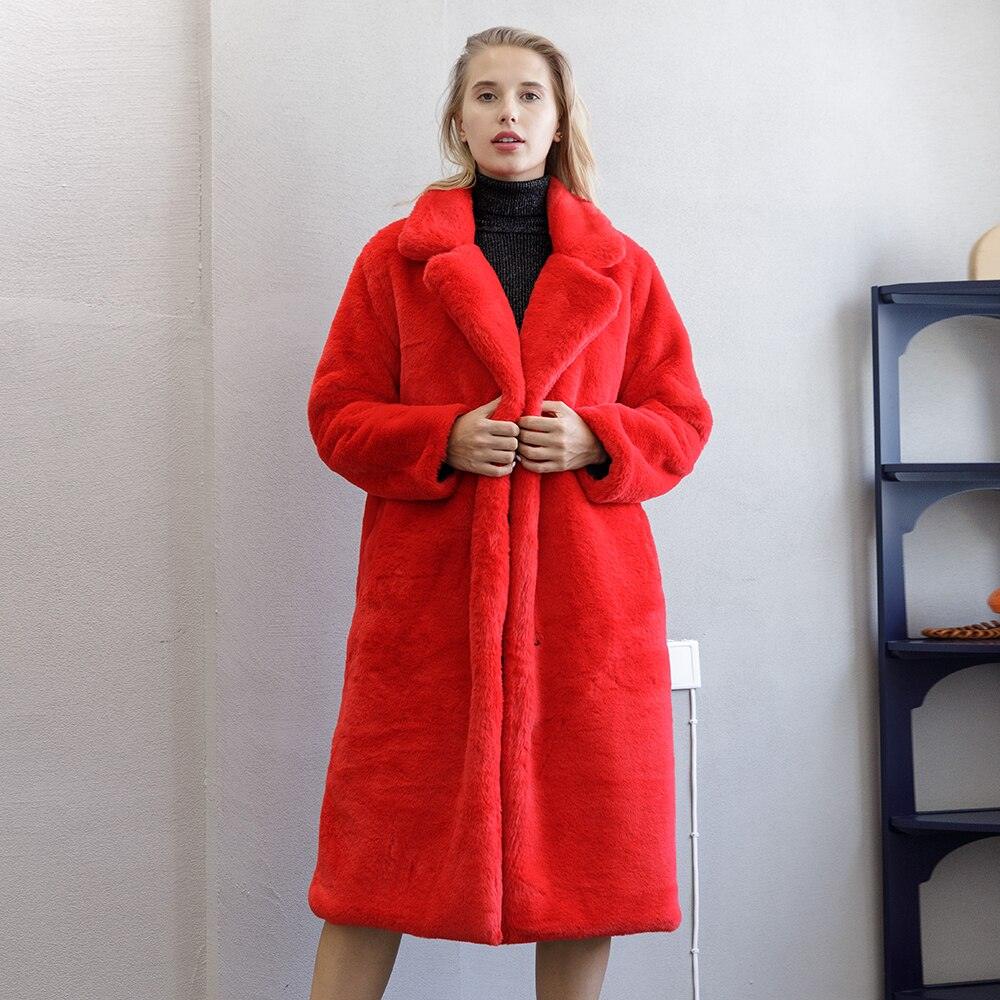 Faux Rabbit Fur Coat Coats Sharon Tatem LLC Red S