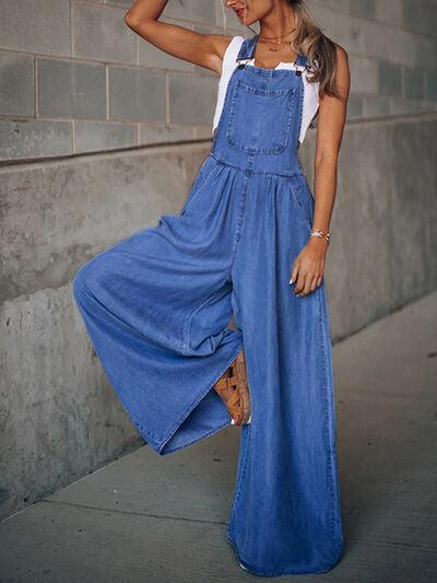 Wide Leg Denim Overalls Jumpsuits and Rompers Trendsi Medium S