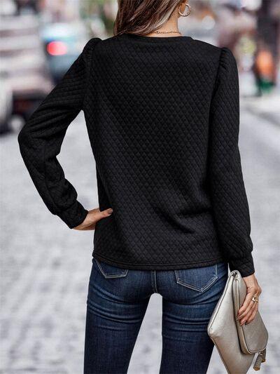 Round Neck Long Sleeve Sweatshirt Sweatshirts Trendsi
