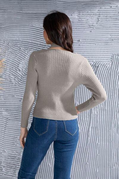 Halter Neck Long Sleeve Sweater Sweaters Trendsi