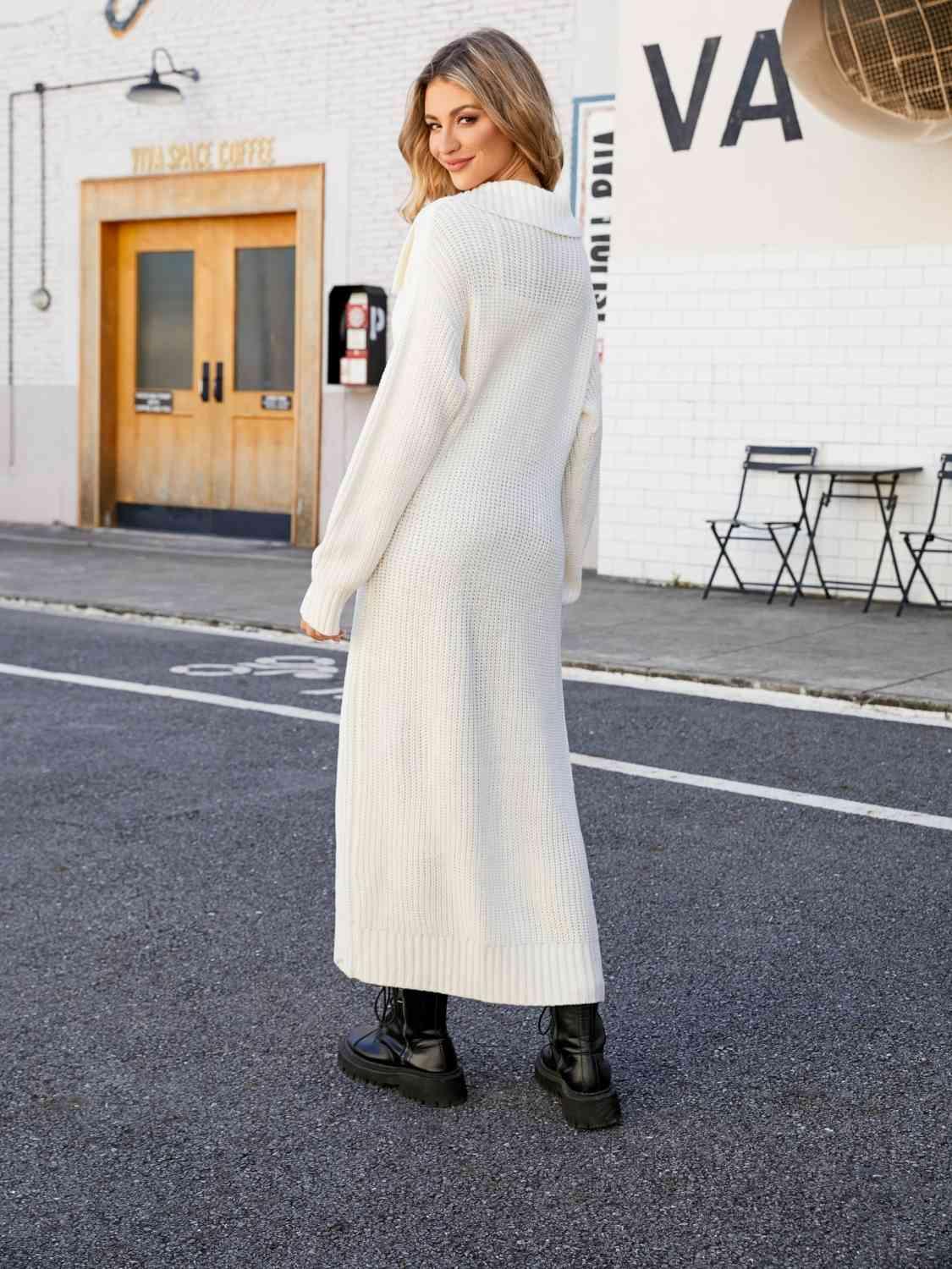Full Size Collared Open Front Duster Cardigan Cardigans Trendsi