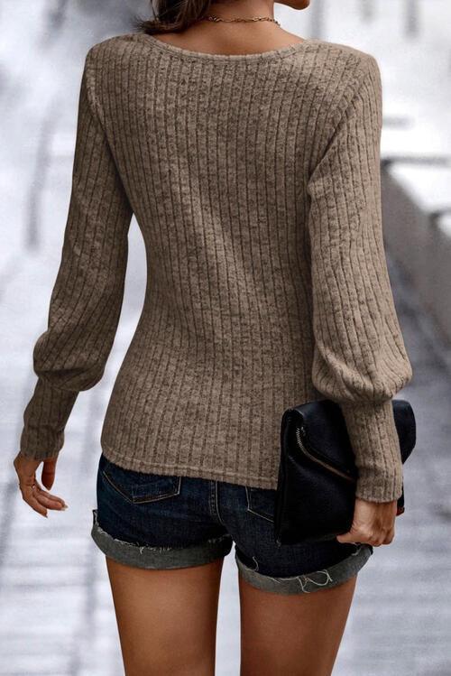 Scoop Neck Long Sleeve Blouse Blouses Trends