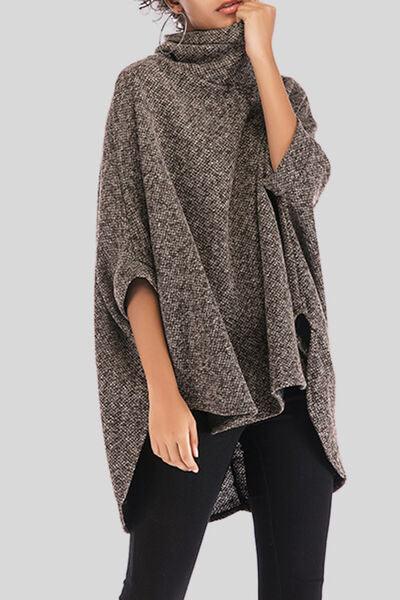 Turtleneck Batwing Sleeve Sweater Tops Trendsi