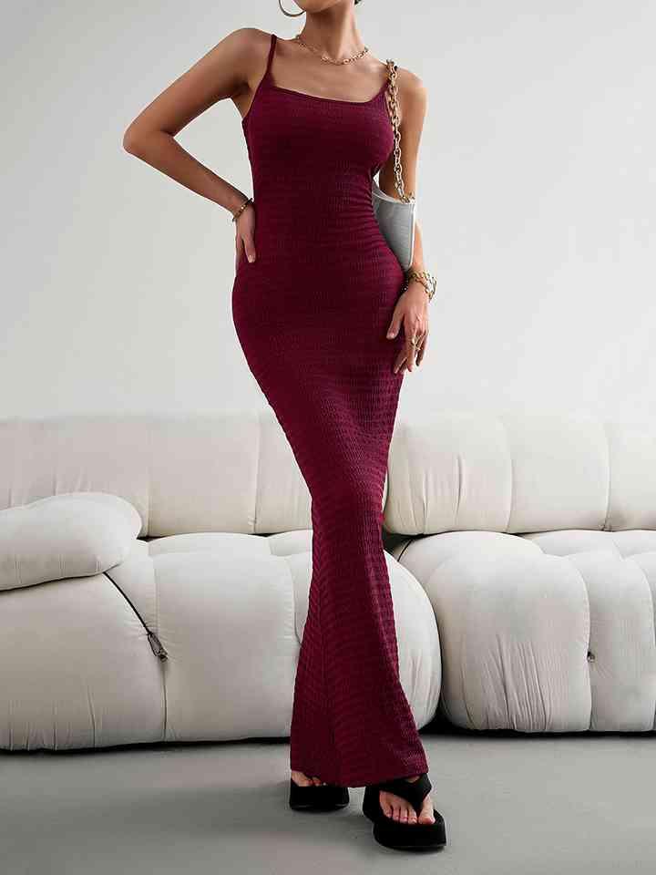 Straight Neck Sleeveless Bodycon Maxi Dress Dresses Trendsi
