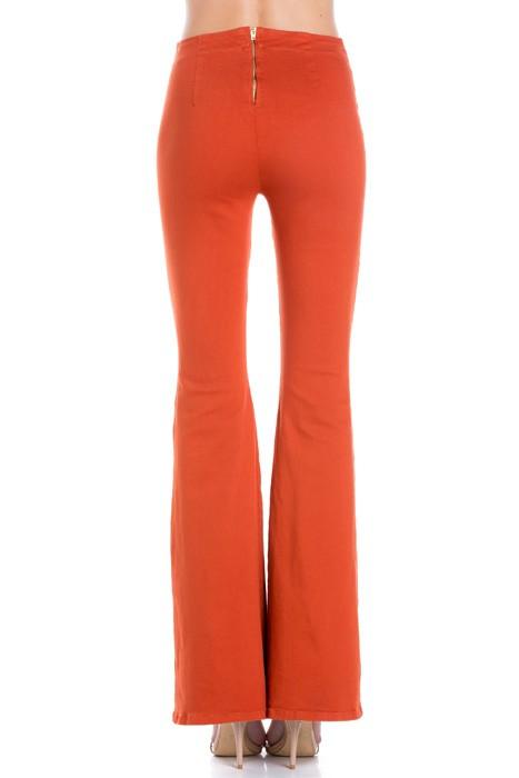 Zipper Back Denim Flare Pants Pants O2 Denim