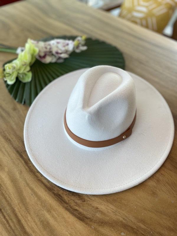 Wide Brim Panama Felt Hat Hats Queens, INC IVORY ONE SIZE