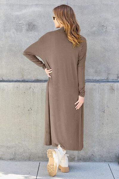 Maxi Open Front Long Sleeve Cardigan Cardigans Trendsi