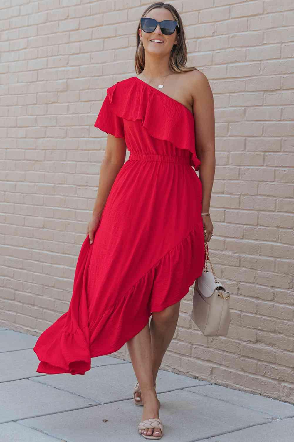 One-Shoulder Asymmetrical Dress Dresses Trendsi