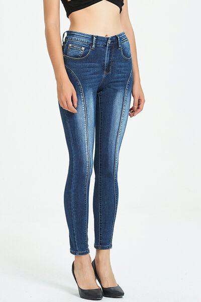 Front Seam Cropped Skinny Jeans Jeans Trendsi