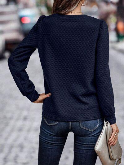 Round Neck Long Sleeve Sweatshirt Sweatshirts Trendsi