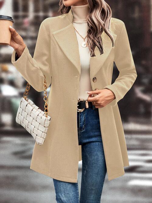 Lapel Collar Button Down Coat Coats Trend