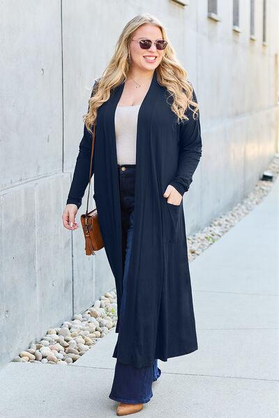 Maxi Open Front Long Sleeve Cardigan Cardigans Trendsi