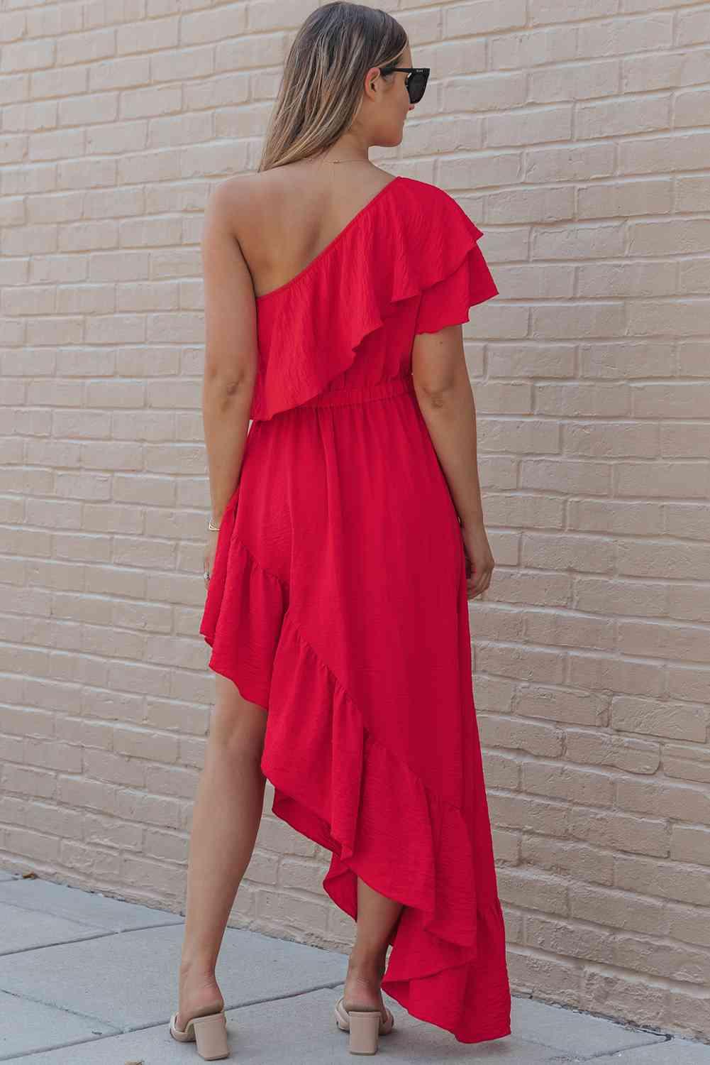 One-Shoulder Asymmetrical Dress Dresses Trendsi