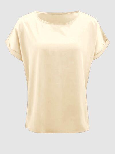 Round Neck Shiny T-Shirt Blouses Trendsi