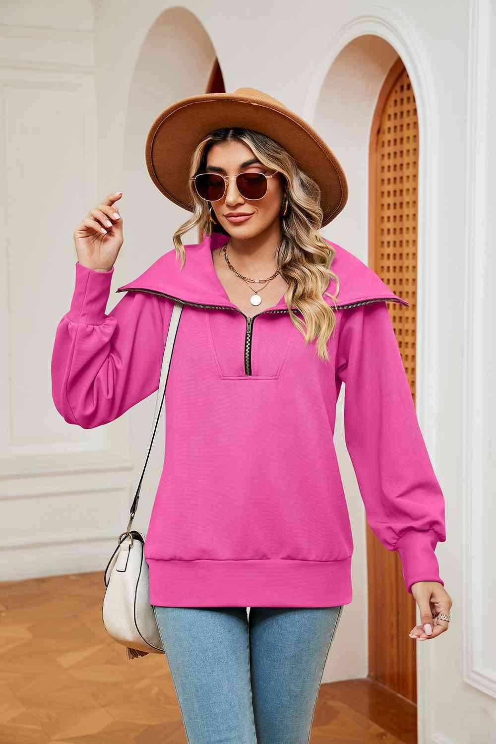 Half-Zip Collared Sweatshirt Sweatshirts Trends