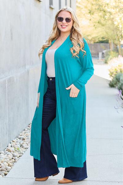 Maxi Open Front Long Sleeve Cardigan Cardigans Trendsi