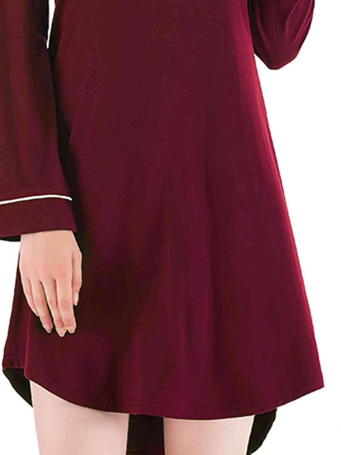 Round Neck Night Dress with Pocket Loungewear Trendsi