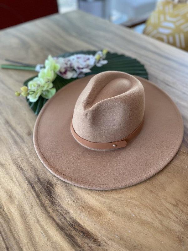 Wide Brim Panama Felt Hat Hats Queens, INC CAMEL ONE SIZE