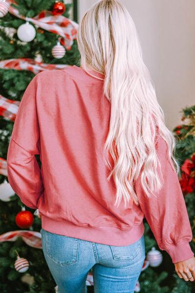 Santa Graphic Dropped Shoulder Sweatshirt Sweatshirts Trends