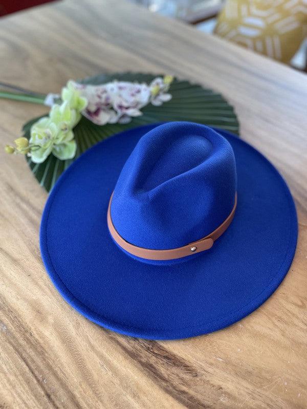 Wide Brim Panama Felt Hat Hats Queens, INC royal blue ONE SIZE