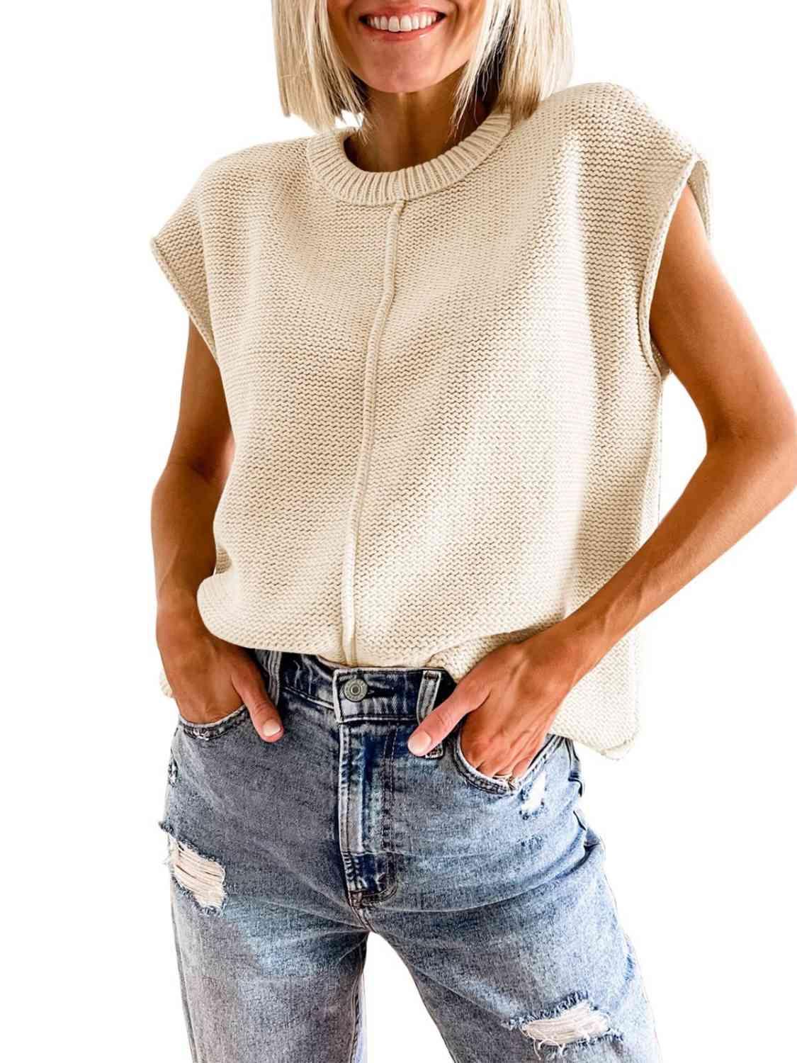 Cap Sleeve Sweater Vest Blouses Trend