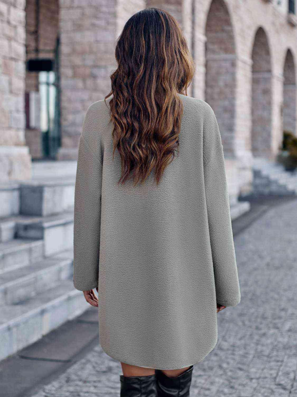 Snap Down Drop Shoulder Coat Coats Trendsi