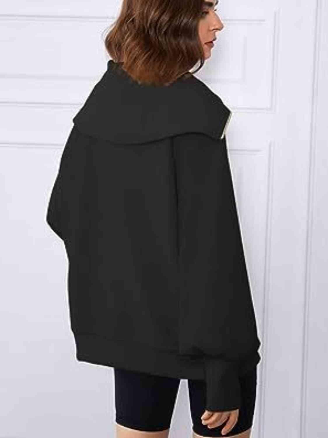 Half-Zip Lantern Sleeve Top Sweatshirts Trendsi