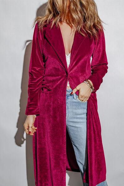 Velvet Cardigan with Pockets Cardigans Trend Deep Rose S