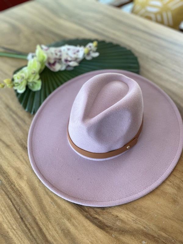 Wide Brim Panama Felt Hat Hats Queens, INC MAUVE ONE SIZE