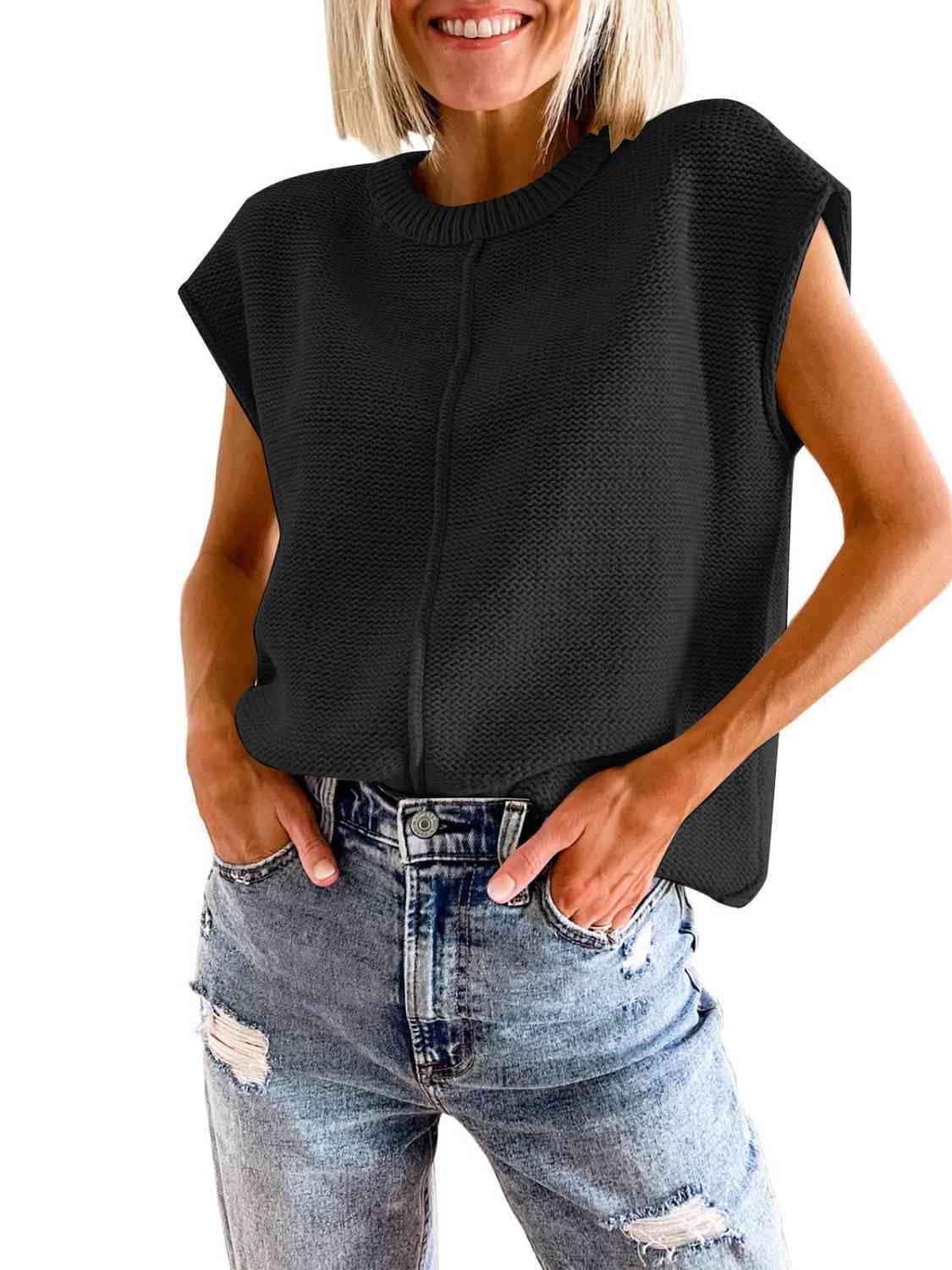 Cap Sleeve Sweater Vest Blouses Trend