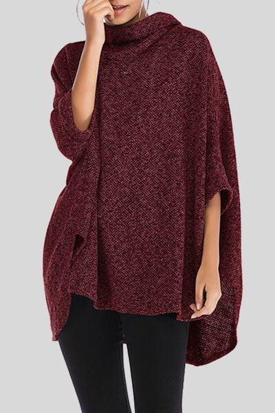 Turtleneck Batwing Sleeve Sweater Tops Trendsi