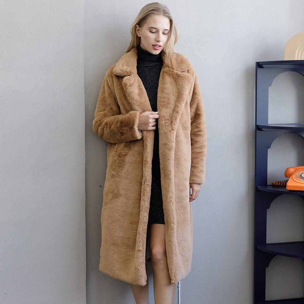 Faux Rabbit Fur Coat Coats Sharon Tatem LLC Camel S