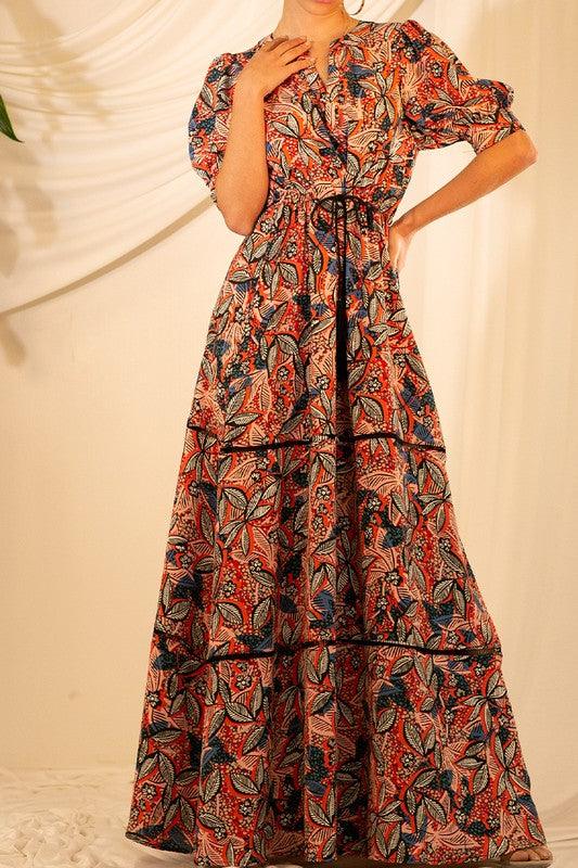 Printed Tassel Maxi Dress Dresses MULLA RED MULTI S