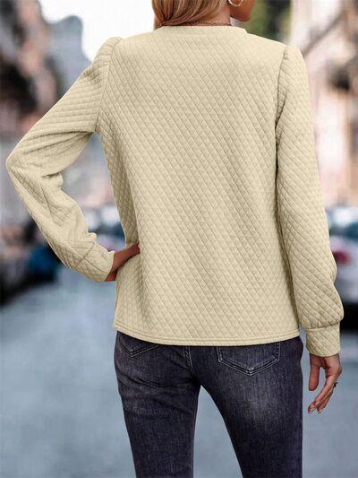 Round Neck Long Sleeve Sweatshirt Sweatshirts Trendsi