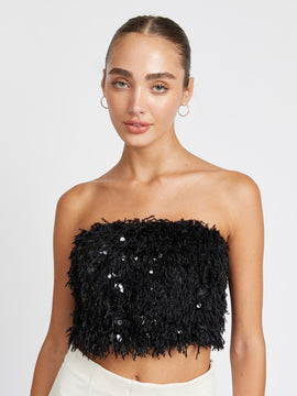 Feather and Sequin Tube Top