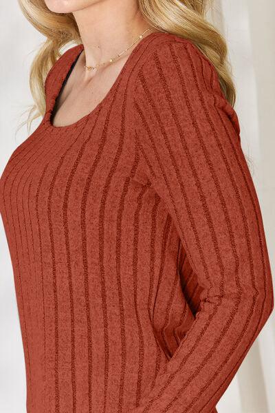 Ribbed Long Sleeve Shirt Tops Trendsi   