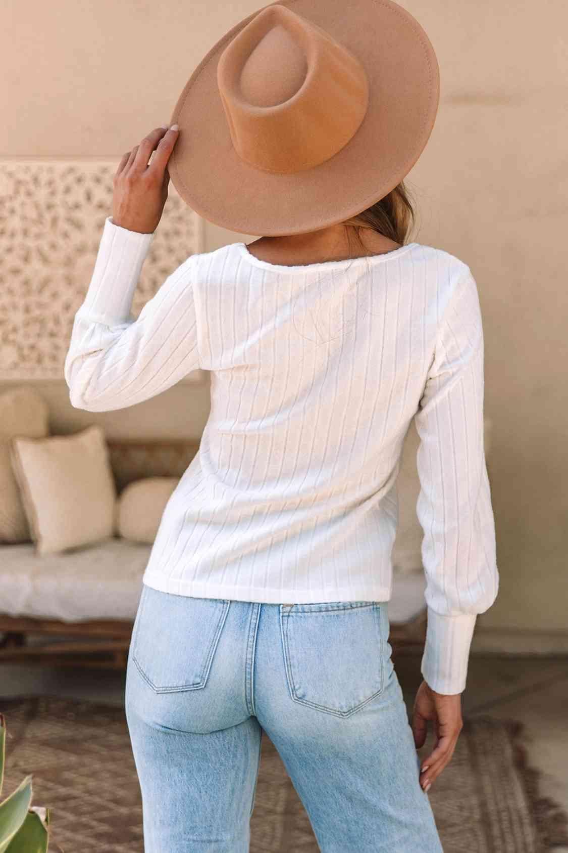 Scoop Neck Long Sleeve Blouse Blouses Trends   