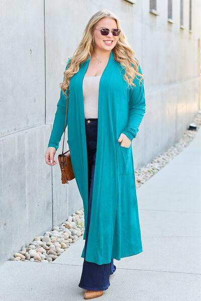 Maxi Open Front Long Sleeve Cardigan Cardigans Trendsi   