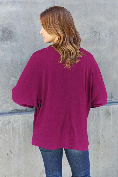 Round Neck Long Sleeve Cotton Top Tops Trendsi   