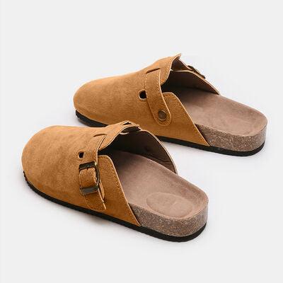 Suede Closed Toe Buckle Slide Shoes Trendsi   