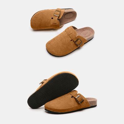 Suede Closed Toe Buckle Slide Shoes Trendsi   