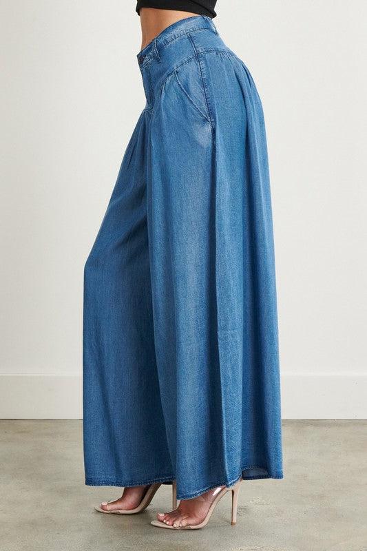 Chambray Wide Leg Jean Pant Pants Vibrant M.i.U   
