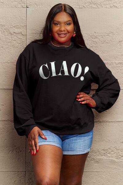 Simply Love CIAO Sweatshirt Sweatshirts Trendsi Black S 