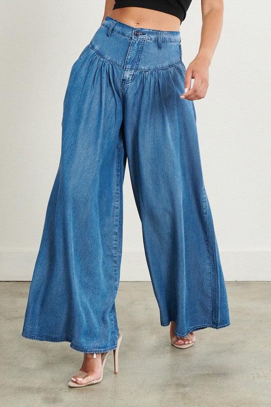 Chambray Wide Leg Jean Pant Pants Vibrant M.i.U   