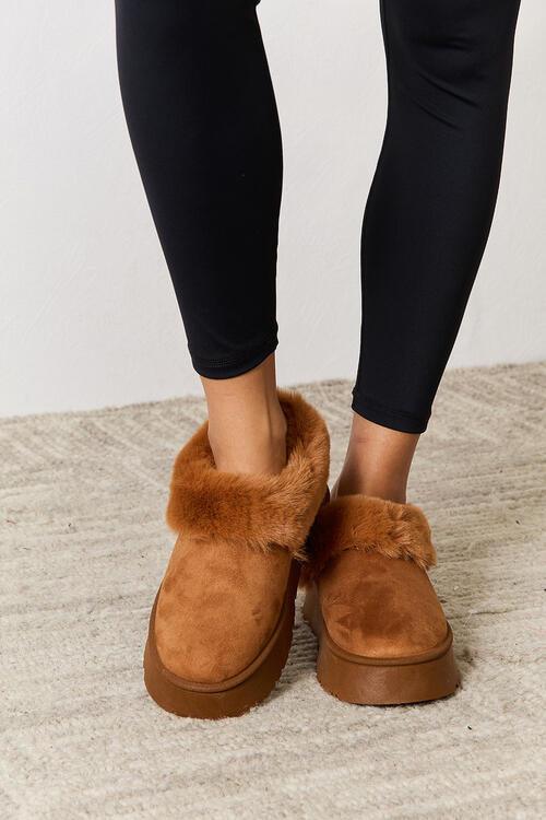 Legend Footwear Furry Chunky Platform Ankle Boots Shoes Trend Camel 5.5 
