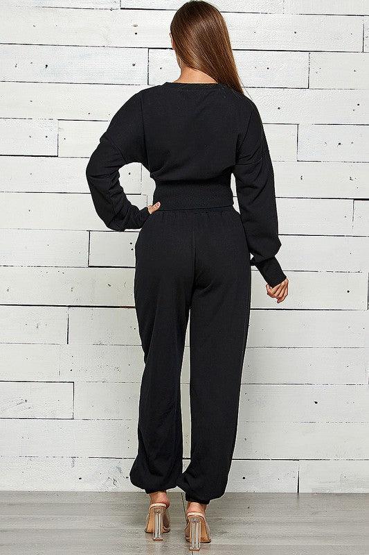 Zip Front Slit Sweatshirt & Jogger Set Pant Set Shop Michella   