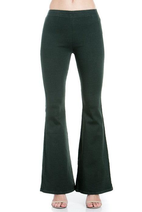 Zipper Back Denim Flare Pants Pants O2 Denim   