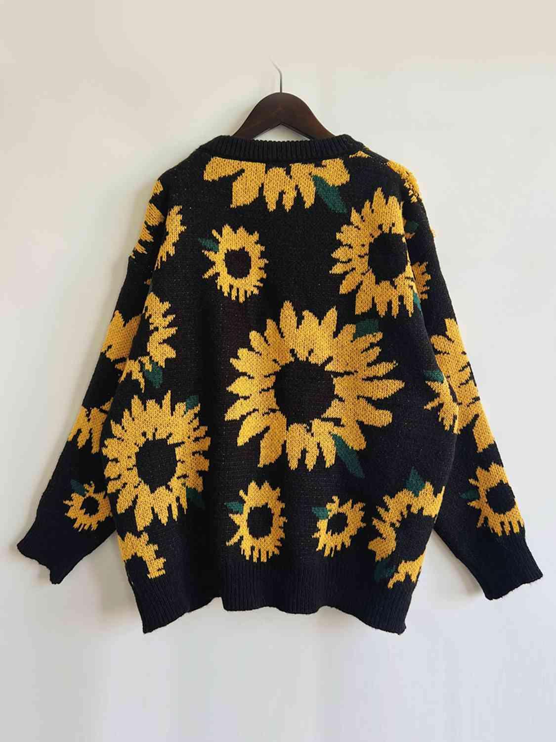 Sunflower Dropped Shoulder Long Sleeve Sweater Tops Trendsi   