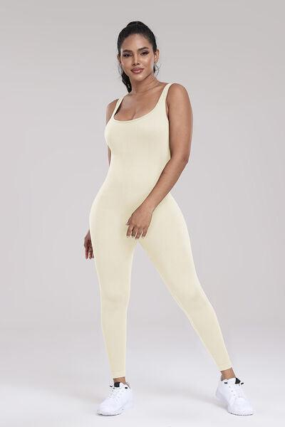 Wide Strap Sleeveless Active Jumpsuit Activewear Trendsi   